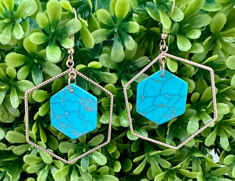 Hexagon Turquoise Earrings