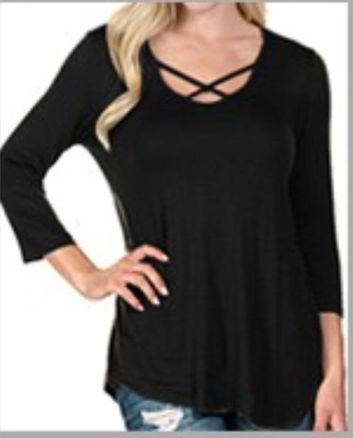 Black Criss Cross Top